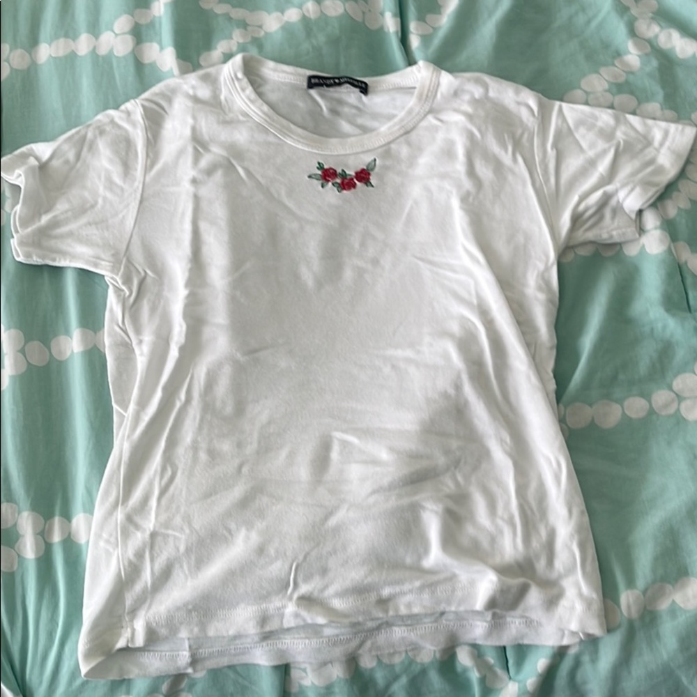 BRANDY MELVILLE ROSE WHITE TEE